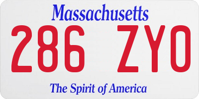MA license plate 286ZY0