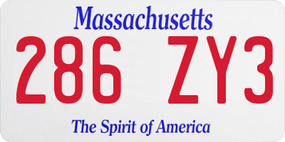 MA license plate 286ZY3