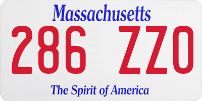 MA license plate 286ZZ0