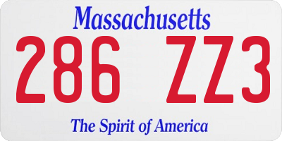 MA license plate 286ZZ3