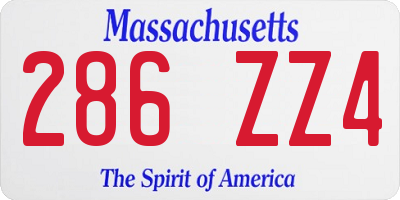 MA license plate 286ZZ4