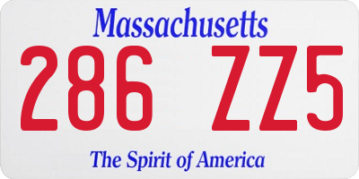 MA license plate 286ZZ5
