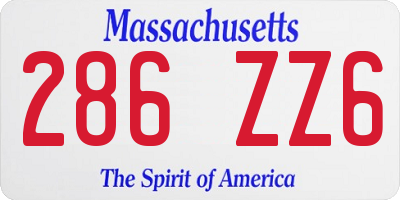 MA license plate 286ZZ6