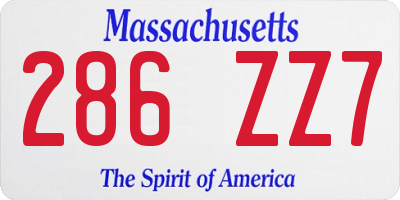 MA license plate 286ZZ7