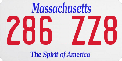 MA license plate 286ZZ8