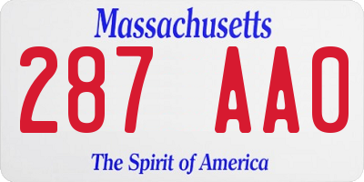 MA license plate 287AA0
