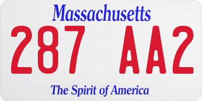 MA license plate 287AA2