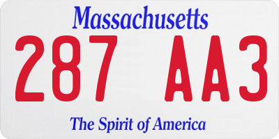 MA license plate 287AA3