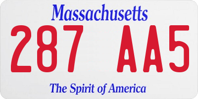 MA license plate 287AA5