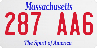 MA license plate 287AA6