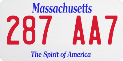 MA license plate 287AA7