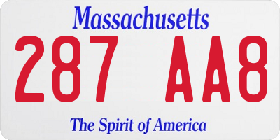 MA license plate 287AA8