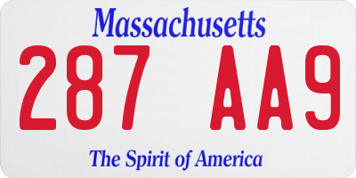 MA license plate 287AA9