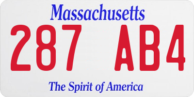 MA license plate 287AB4