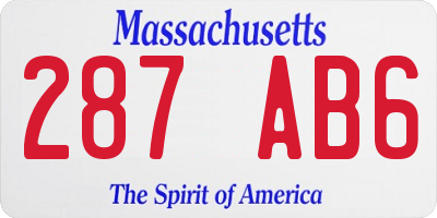 MA license plate 287AB6