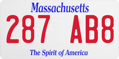 MA license plate 287AB8
