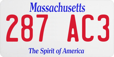MA license plate 287AC3