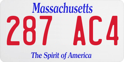 MA license plate 287AC4
