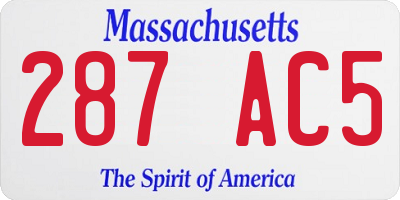 MA license plate 287AC5