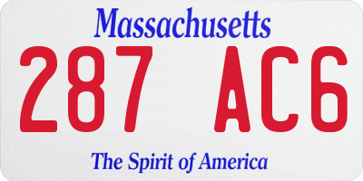 MA license plate 287AC6