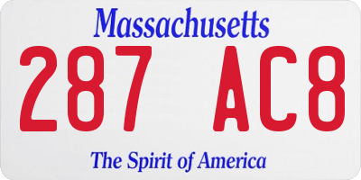 MA license plate 287AC8