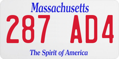 MA license plate 287AD4