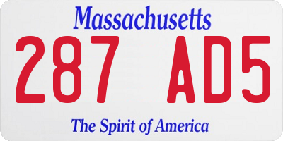 MA license plate 287AD5