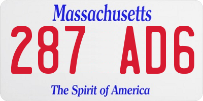MA license plate 287AD6