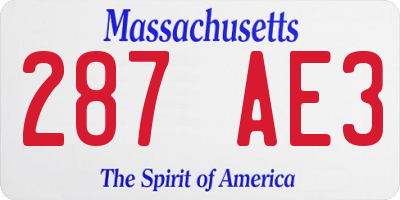 MA license plate 287AE3