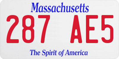 MA license plate 287AE5