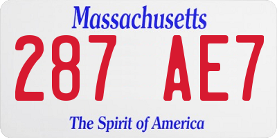 MA license plate 287AE7