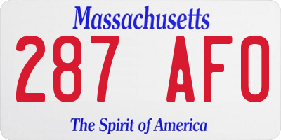 MA license plate 287AF0