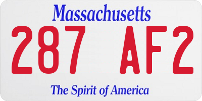 MA license plate 287AF2