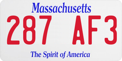 MA license plate 287AF3