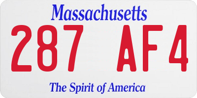 MA license plate 287AF4