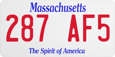 MA license plate 287AF5