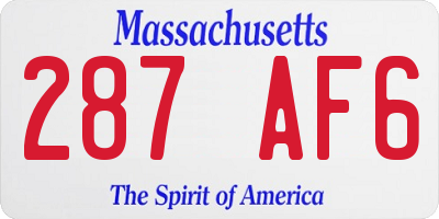 MA license plate 287AF6