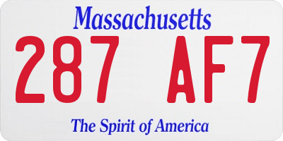 MA license plate 287AF7