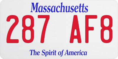 MA license plate 287AF8