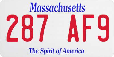 MA license plate 287AF9