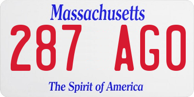 MA license plate 287AG0
