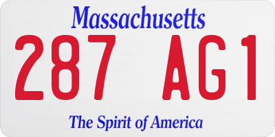 MA license plate 287AG1