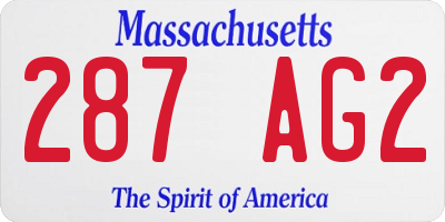 MA license plate 287AG2