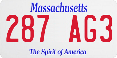 MA license plate 287AG3