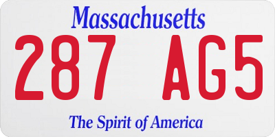 MA license plate 287AG5