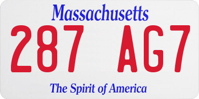 MA license plate 287AG7