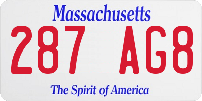 MA license plate 287AG8