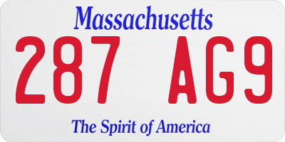 MA license plate 287AG9