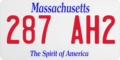 MA license plate 287AH2