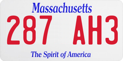 MA license plate 287AH3